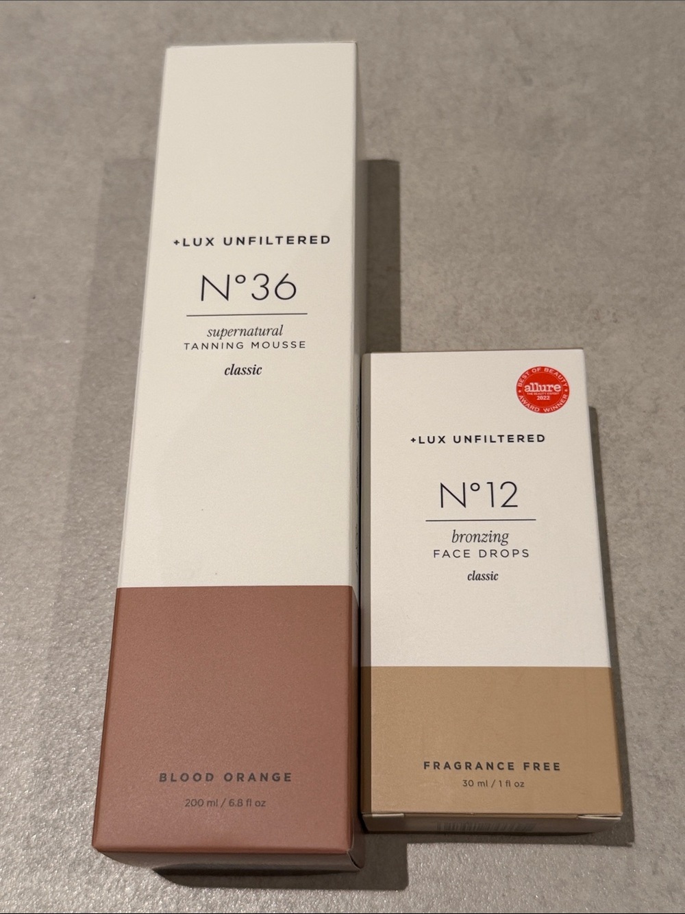 N°36 Blood Orange Tanning Mousse & N°12 Bronzing Face Drops + Lux unfiltered NEW